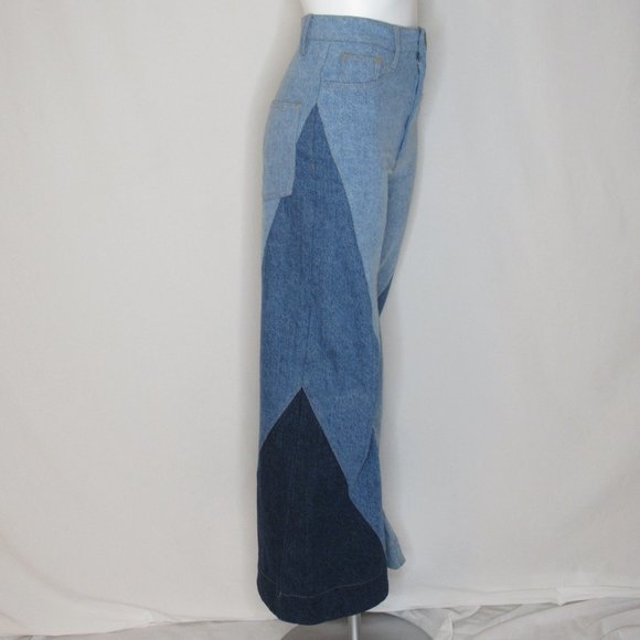Farm Rio Wide Leg Patchwork Denim Jeans 32" Women's XS XSmall - Picture 7 of 11